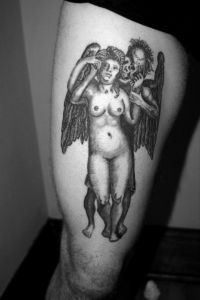 Death with Standing Nude Tattoo