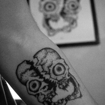 Cleaved Skull Tattoo, by John Beckmann with Cleaved Skull