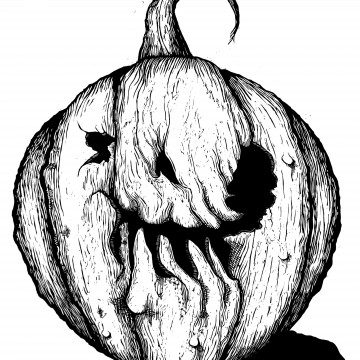 Soggy Jackolantern Woodcut by john beckmann of stampedepress