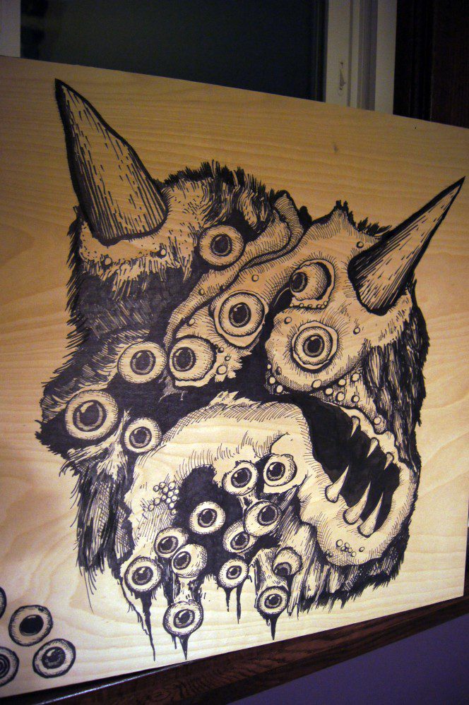 Monster Eyeball Demon Woodblock