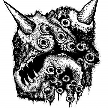 monster eyeball demon woodcut by john beckmann of stampede press