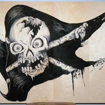 Jolly Roger Woodcut in Progress