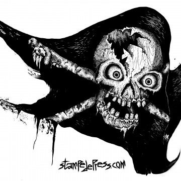 Tattered Jolly Roger Woodcut