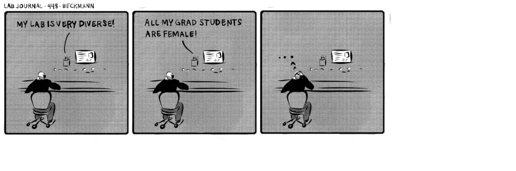 Lab Journal 448: diversity. cartoon academia. Lab journal web comic by john beckmann.
